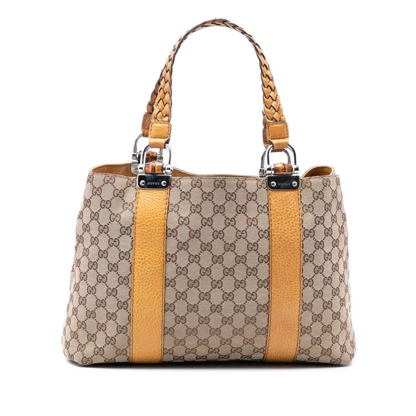Gucci GG Canvas Bamboo Libeccio Tote Beige Good condition - Front View