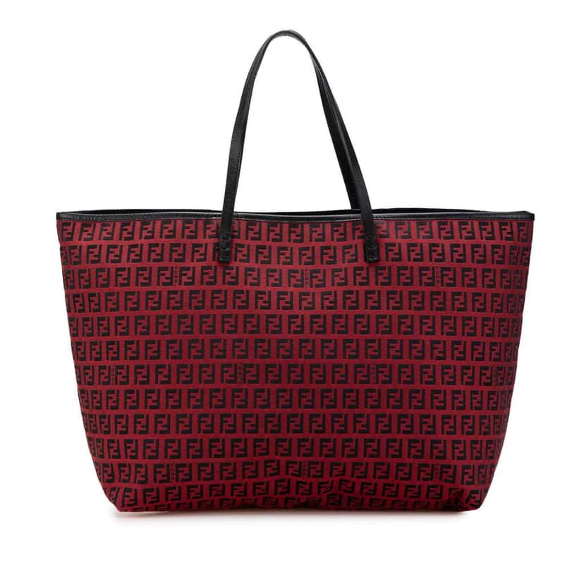 Fendi Medium Zucchino Canvas Roll Tote Red Canvas Good condition - Front View