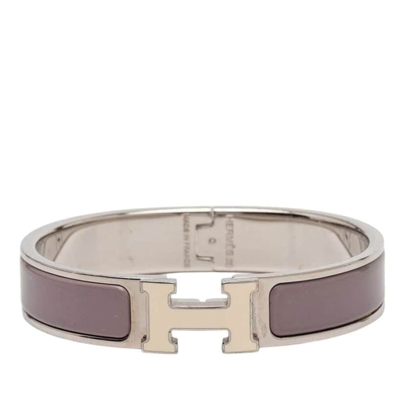Hermès Narrow Enamel Clic H Bracelet PM Purple Good condition - Front View