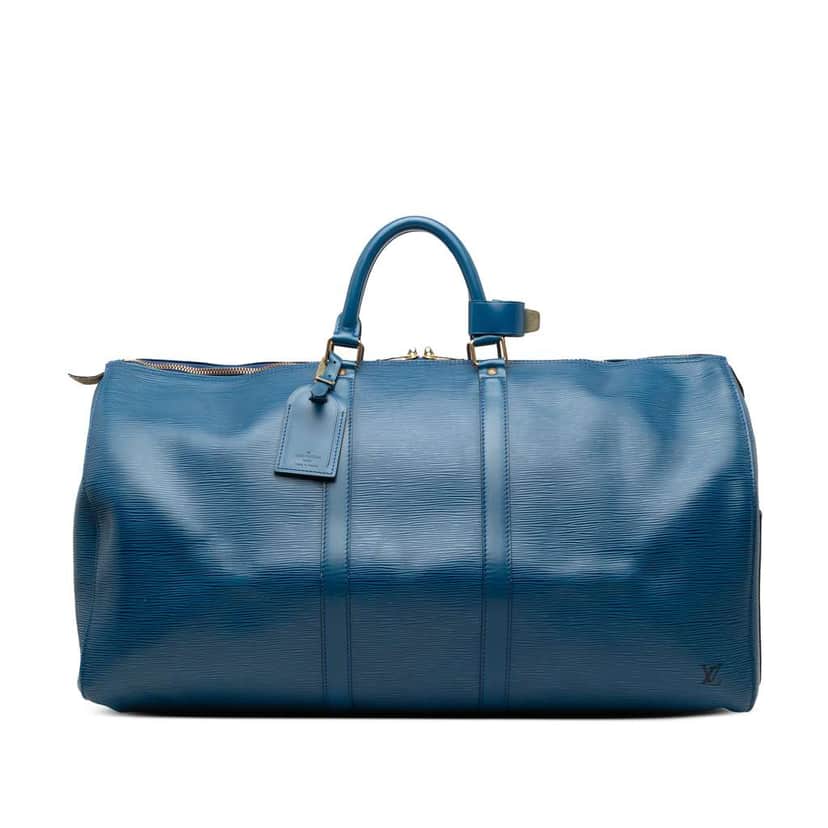 Louis Vuitton Epi Keepall 55 Blue Leather Good condition - Front View