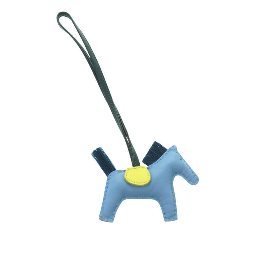 Hermès Milo Lambskin Grigri Rodeo Pegase Bag Charm PM Blue Leather Good condition - Front View