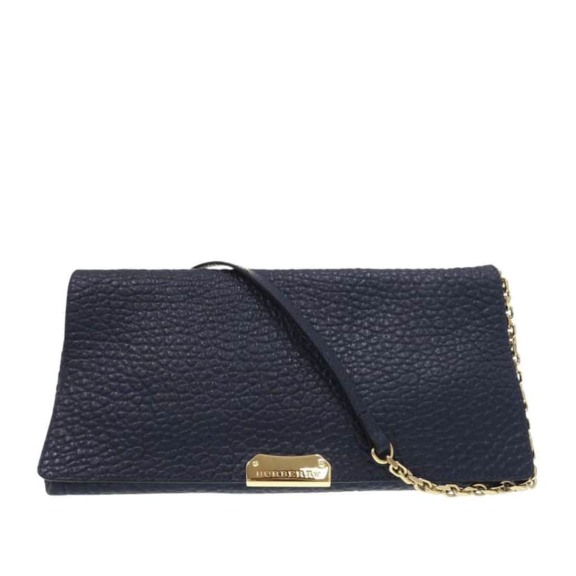 Burberry Medium Grained Calfskin Mildenhall Crossbody Blue Leather Good condition - Front View