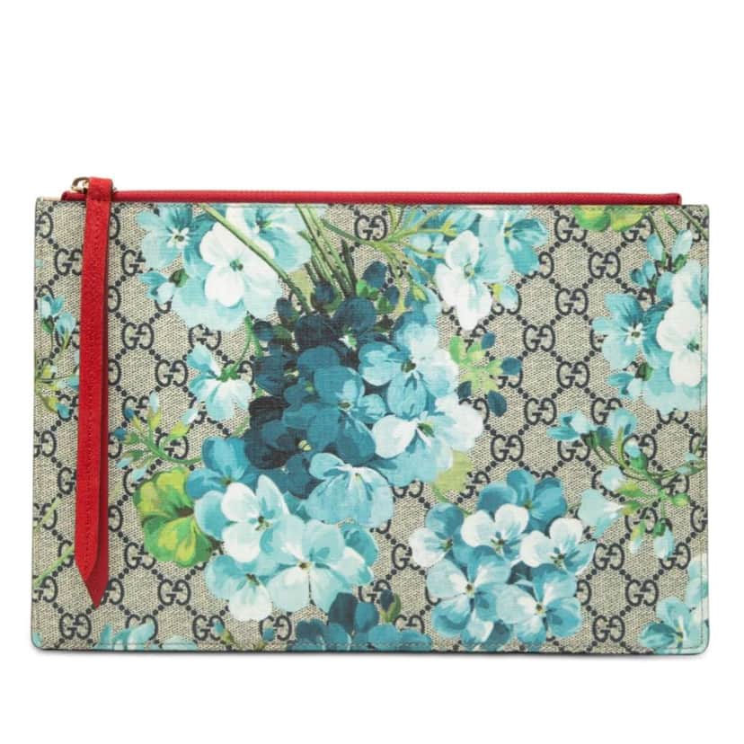 Gucci GG Supreme Blooms Clutch Beige Canvas Good condition - Front View