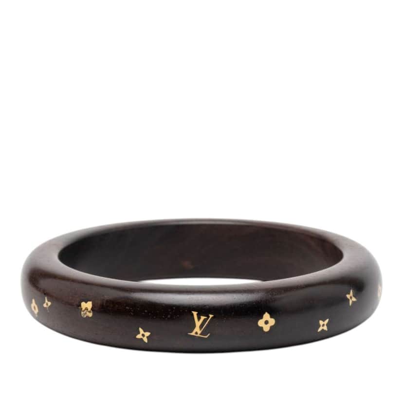 Louis Vuitton Wood Monogram Sylvania Bangle Bracelet Brown Good condition - Front View