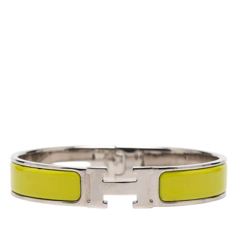 Hermès Narrow Enamel Clic H Bracelet PM Yellow Good condition - Front View