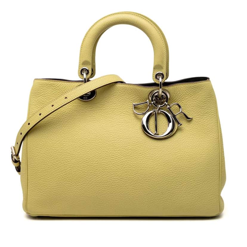 Dior Medium Leather Diorissimo Satchel Yellow Leather Good condition - Front View
