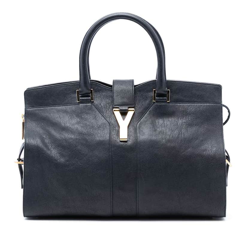 Saint Laurent Medium Leather Cabas Chyc Satchel Blue Leather Good condition - Front View