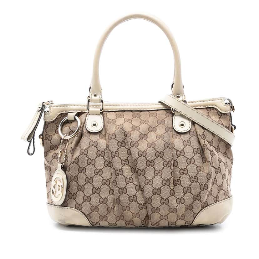 Gucci GG Canvas Sukey Satchel Beige Good condition - Front View