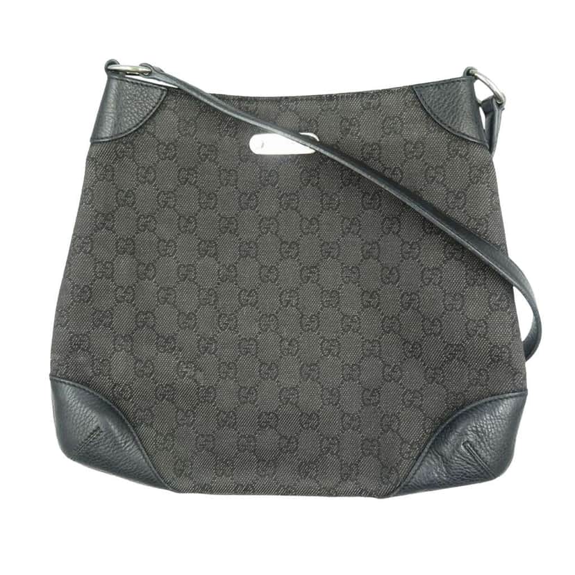 Gucci GG Denim Shoulder Bag Black Denim Good condition - Front View