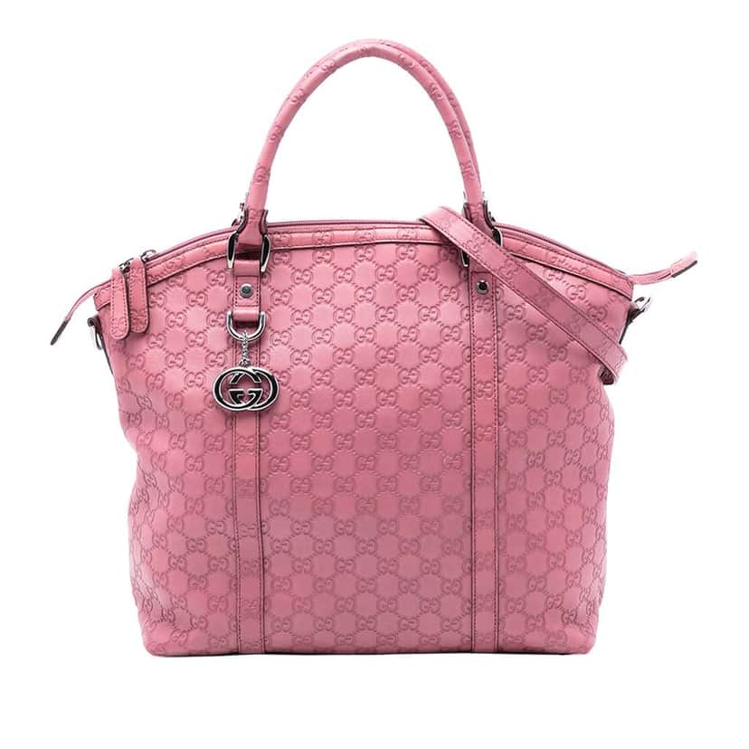 Gucci Large Microguccissima Charm Dome Satchel Pink Leather Good condition - Front View