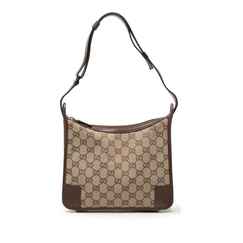 Gucci GG Canvas Shoulder Bag Beige Canvas Good condition - Front View