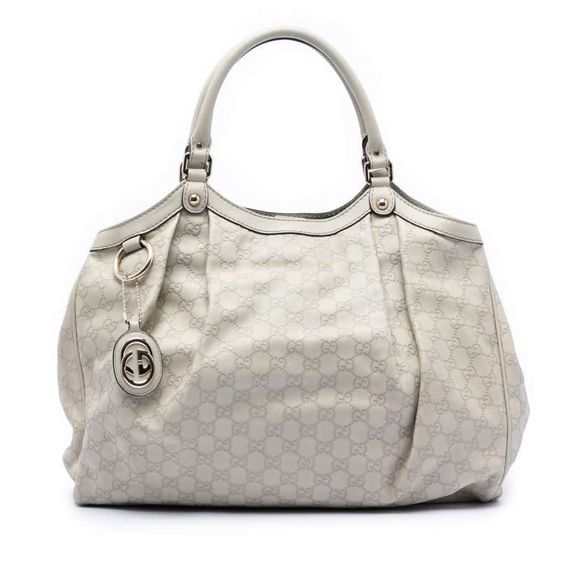 Gucci Large Guccissima Sukey Tote White Leather Good condition - Front View
