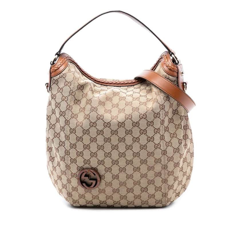 Gucci Medium GG Canvas Brick Lane Convertible Hobo Beige Good condition - Front View