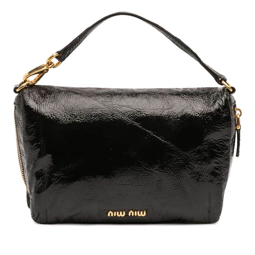 Miu Miu Patent Zip Handbag Black Leather Good condition - Front View