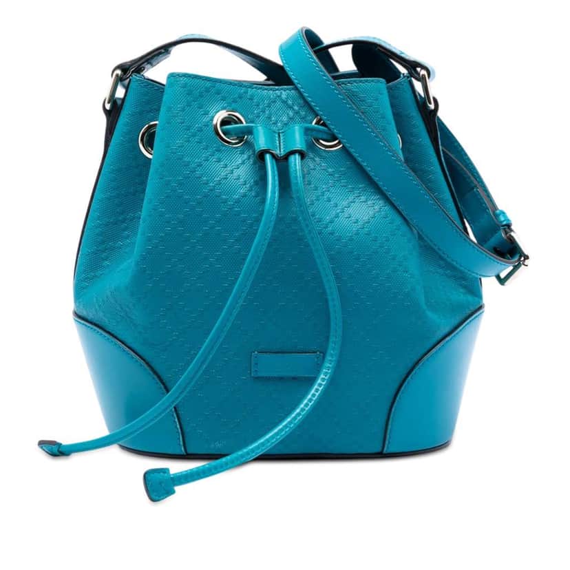 Gucci Diamante Leather Bright Bucket Bag Blue Leather Good condition - Front View