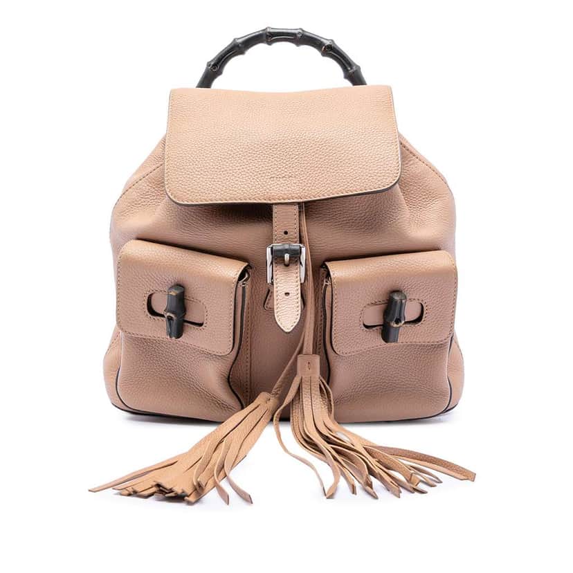 Gucci Leather Bamboo Tassel Backpack Brown Leather Good condition - Front View