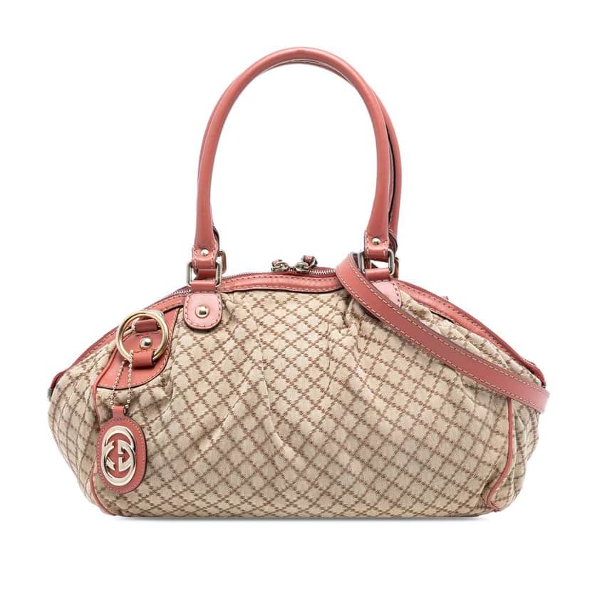 Gucci Diamante Canvas Sukey Satchel Beige Good condition - Front View