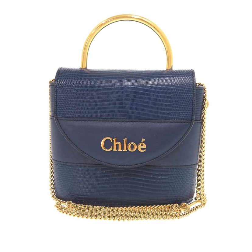 Chloé Lizard Embossed Leather Aby Lock Satchel Blue Leather Very good condition - Front View
