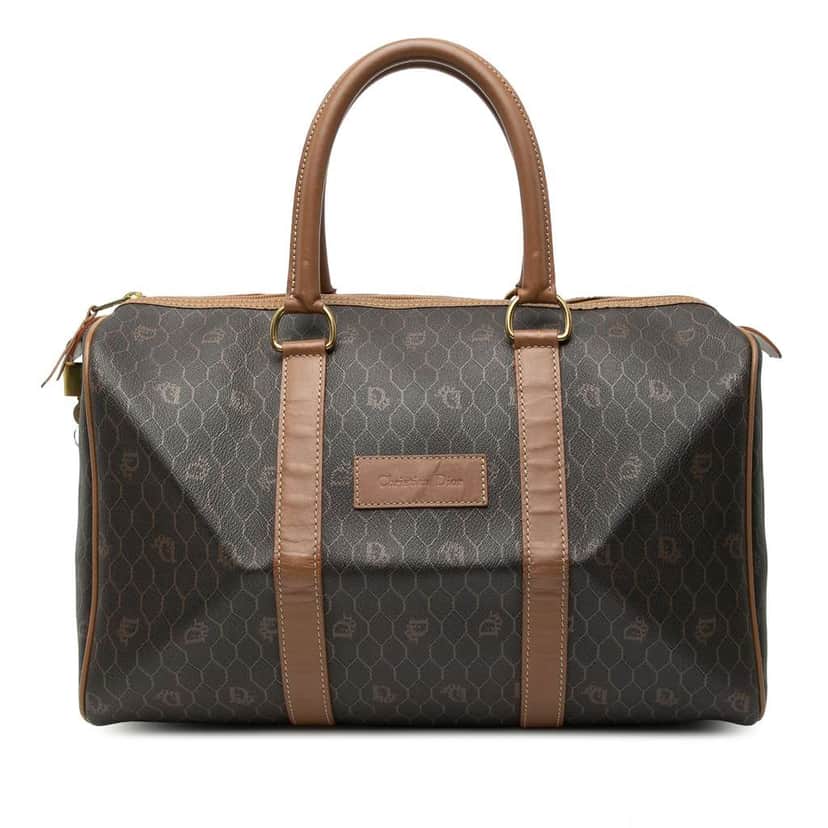Dior Honeycomb Coated Canvas Boston Bag Black Canvas Very good condition - Front View