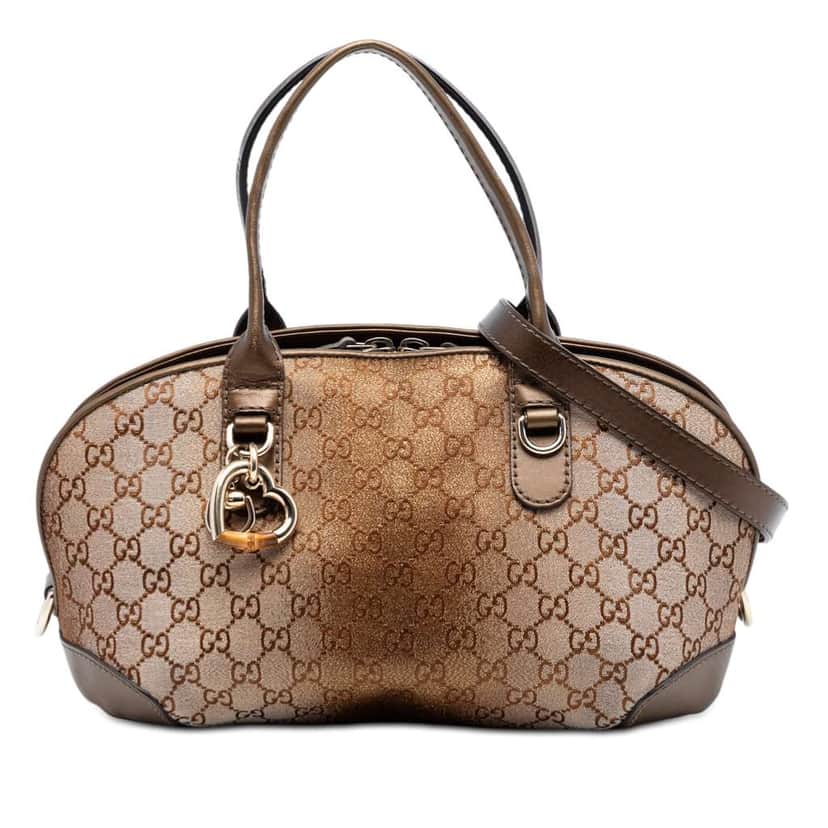 Gucci GG Lurex Heart Bit Satchel Beige Very good condition - Front View