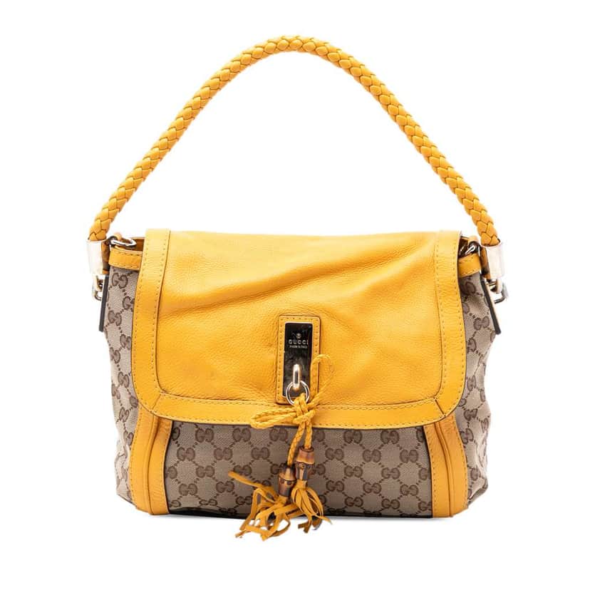 Gucci GG Canvas Bella Flap Satchel Beige Very good condition - Front View