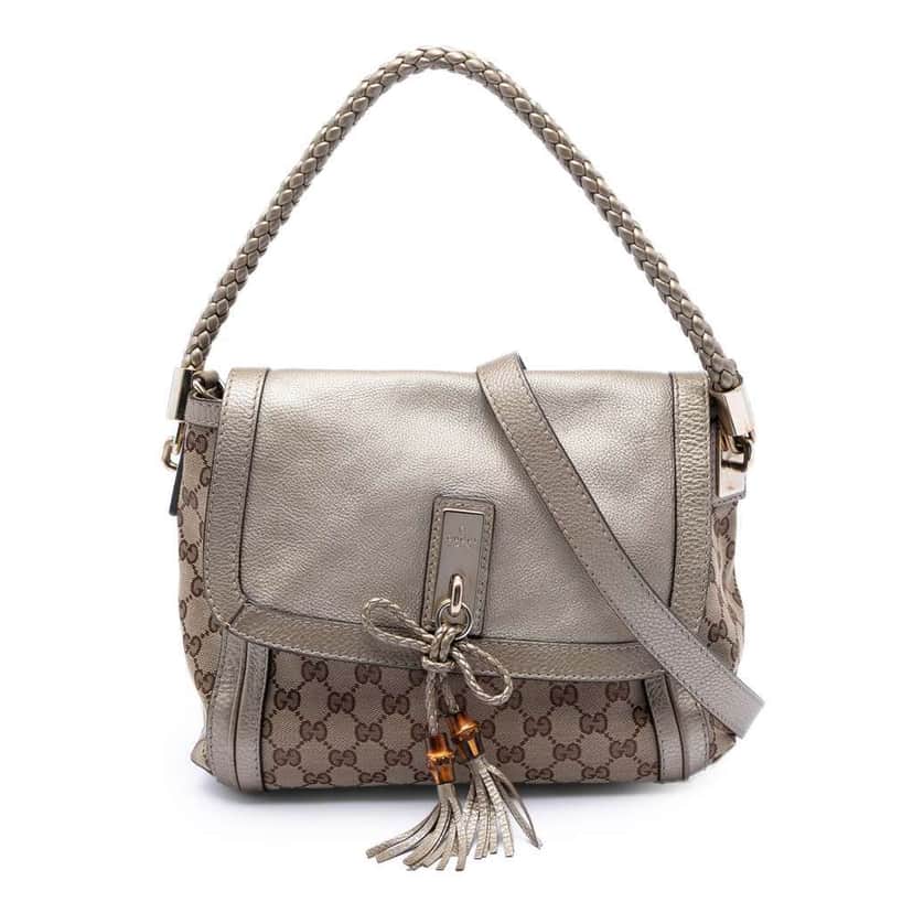 Gucci GG Canvas Bella Flap Satchel Beige Very good condition - Front View
