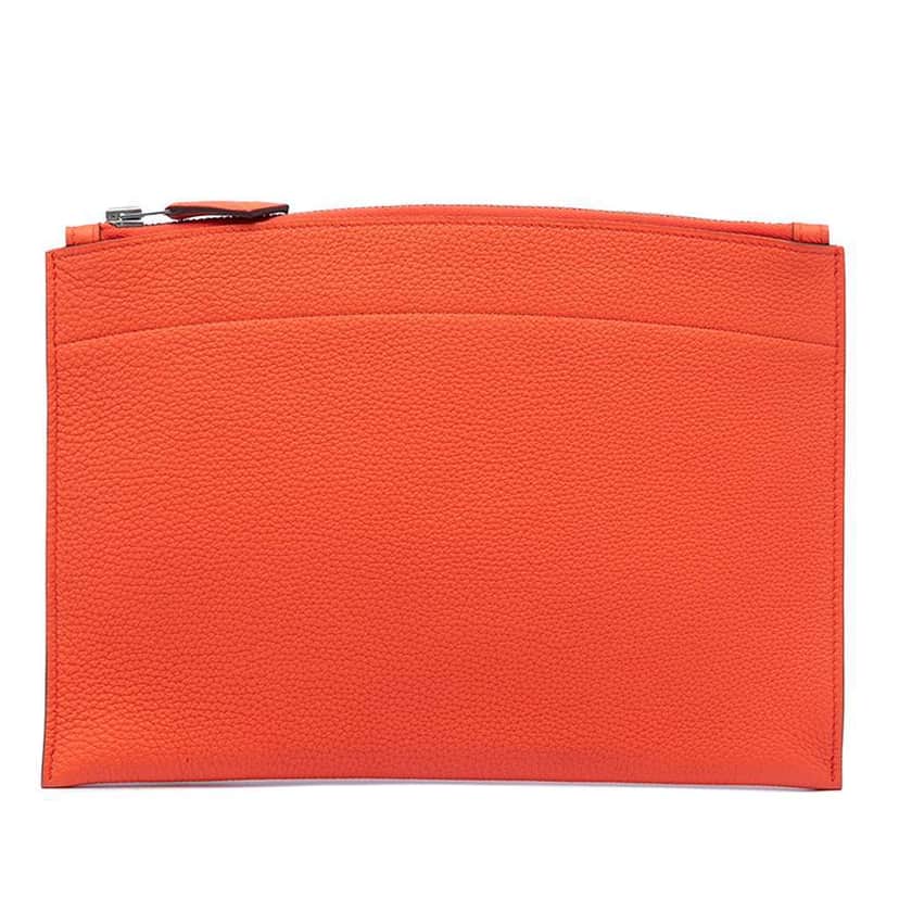 Hermès Small Togo Bazar Pouch Orange Leather Very good condition - Front View