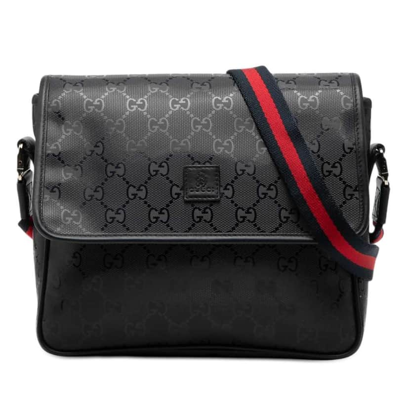 Gucci Kids GG Imprime Web Messenger Bag Black Canvas Very good condition - Front View