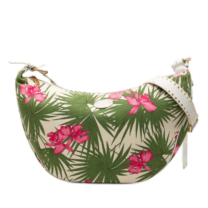 Celine Floral Printed Canvas Crossbody White Canvas Very good condition - Front View