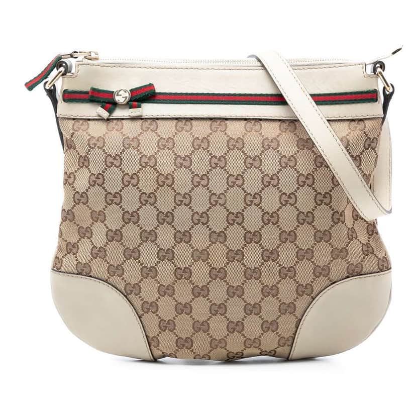 Gucci GG Canvas Web Mayfair Crossbody Beige Very good condition - Front View
