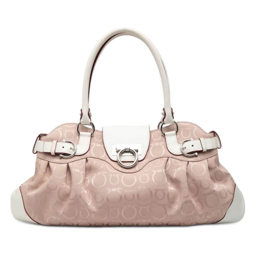 Salvatore Ferragamo Gancini Canvas Marisa Handbag Pink Canvas Very good condition - Front View
