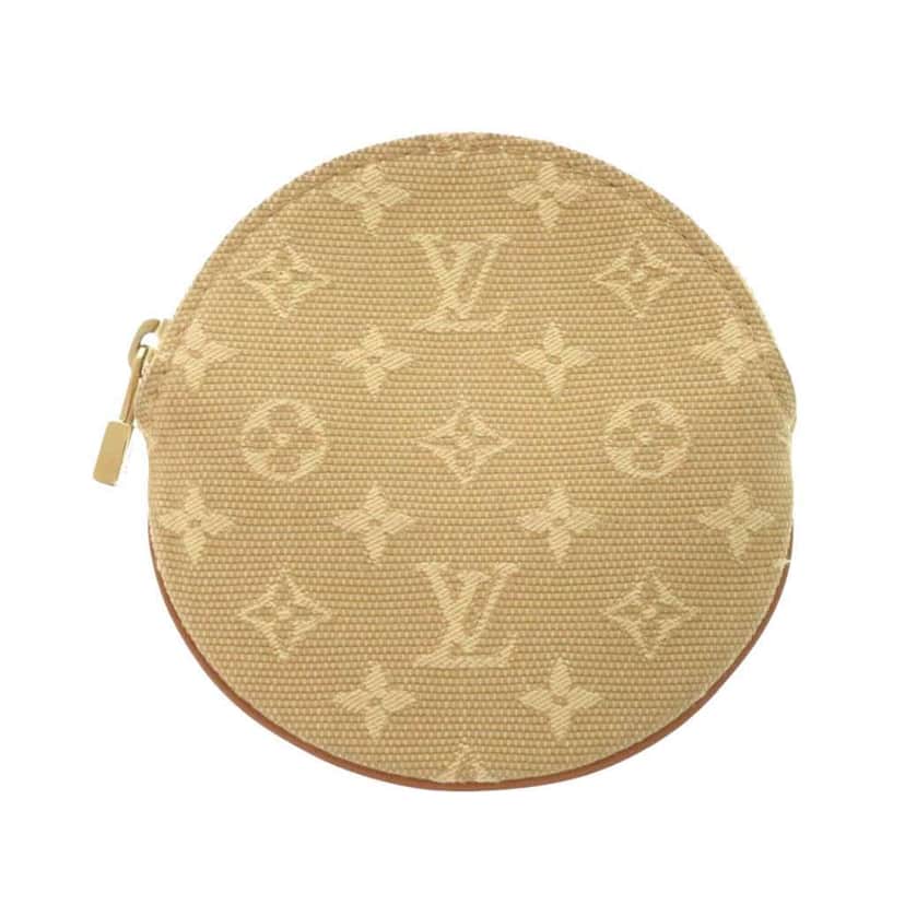 Louis Vuitton Monogram Mini Lin Round Coin Purse Beige Canvas Very good condition - Front View