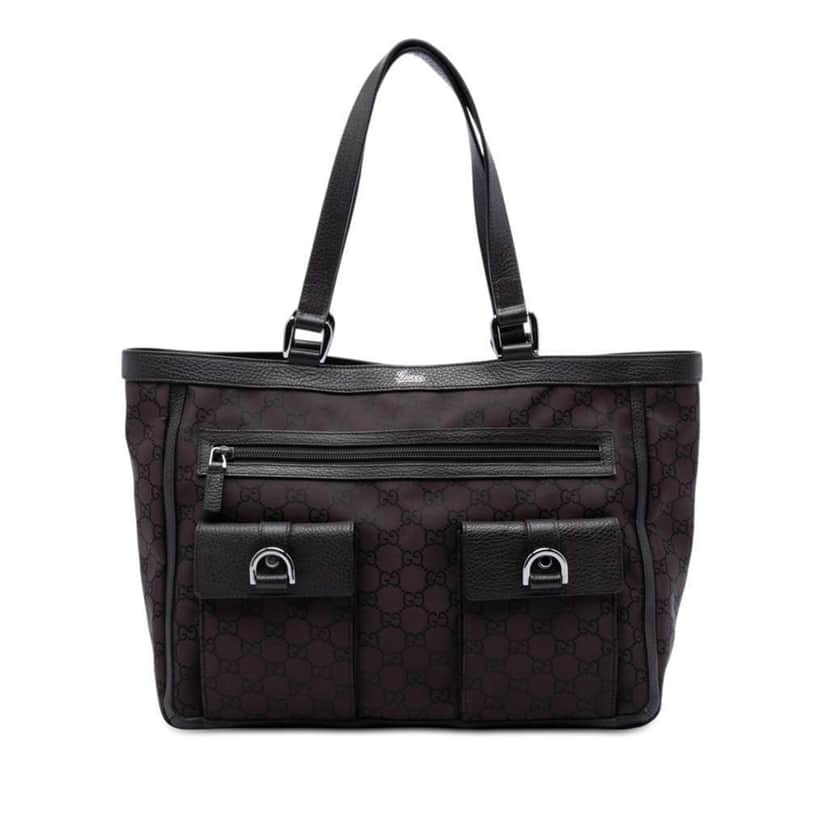 Gucci GG Nylon Abbey D Ring Pocket Tote Brown Very good condition - Front View