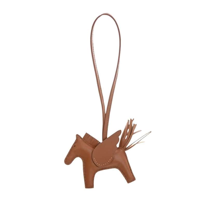 Hermès Milo Lambskin and Swift Grigri Rodeo Pegase Bag Charm PM Brown Leather Very good condition - Front View