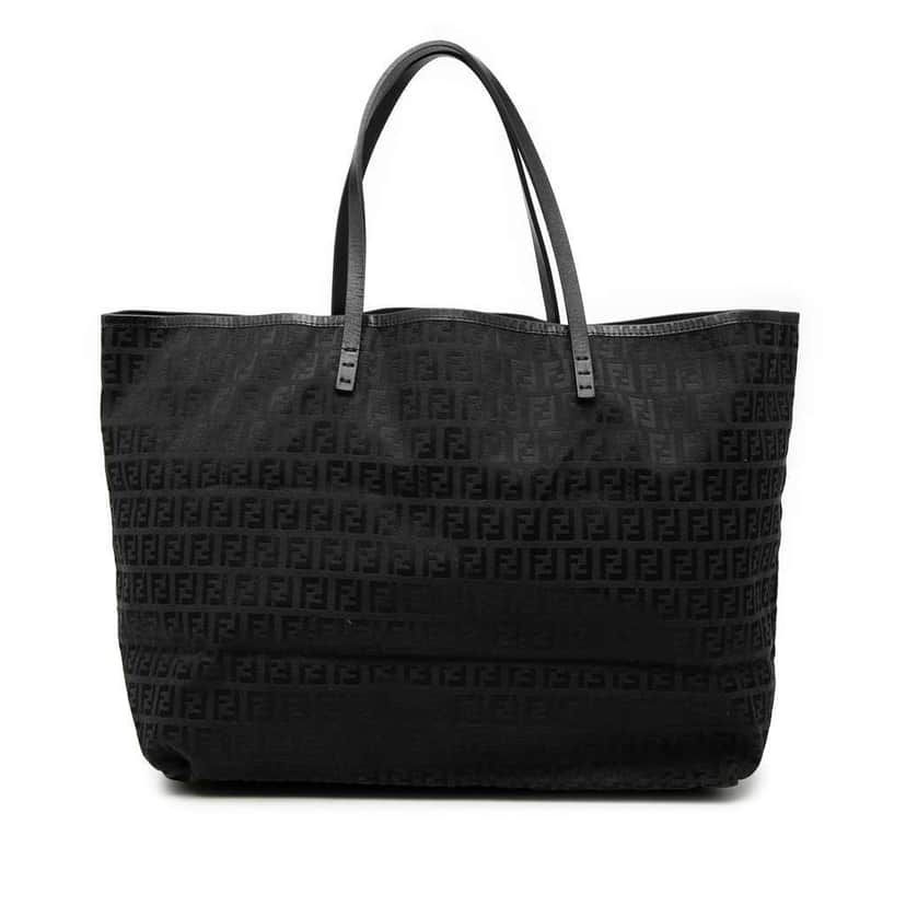Fendi Medium Zucchino Canvas Roll Tote Black Canvas Very good condition - Front View
