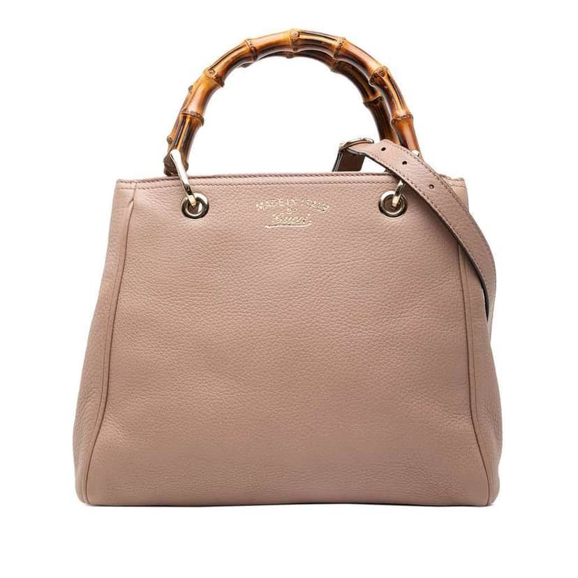 Gucci Small Calfskin Bamboo Shopper Satchel Brown Leather Very good condition - Front View