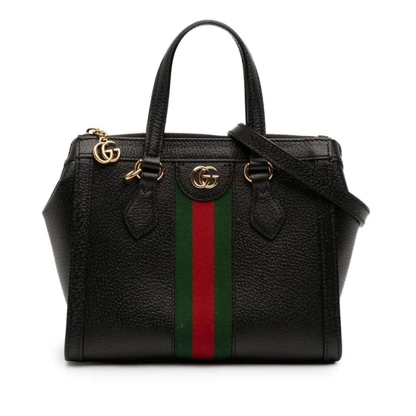 Gucci Small Leather Web Ophidia Satchel Black Leather Good condition - Front View
