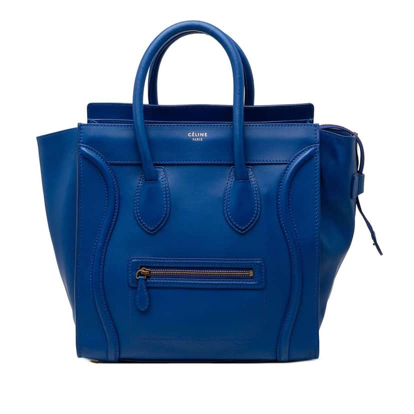 Celine Mini Smooth Calfskin Luggage Tote Blue Leather Good condition - Front View