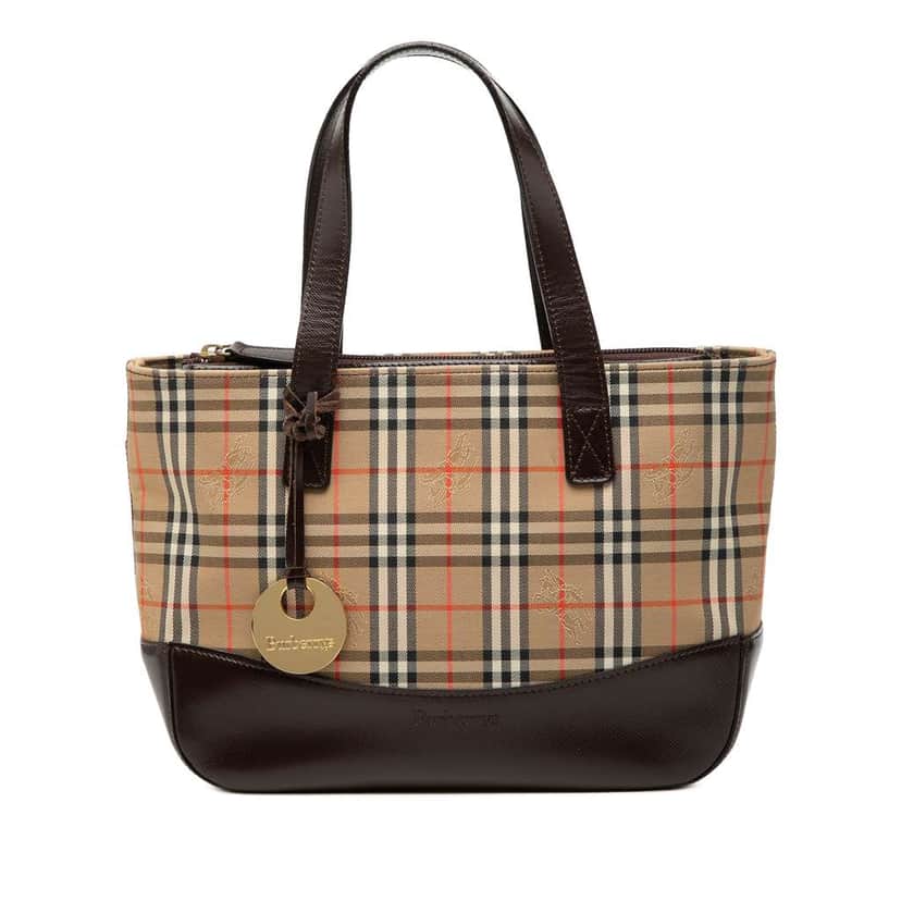 Burberry Haymarket Check Canvas Tote Beige Canvas Good condition - Front View