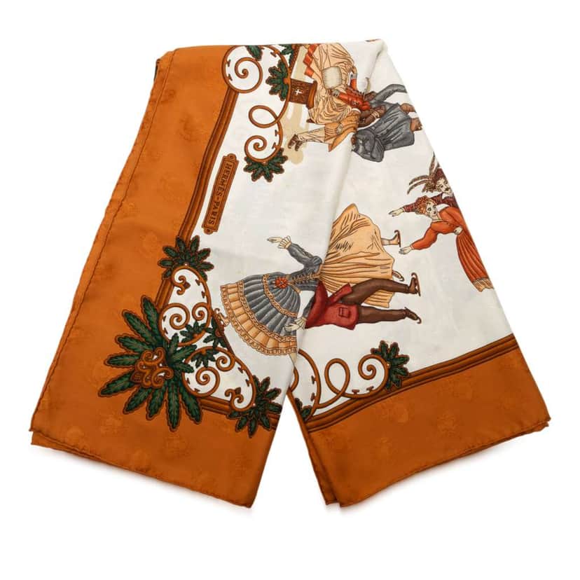 Hermès Joies d Hiver Silk Scarf White Silk Good condition - Front View