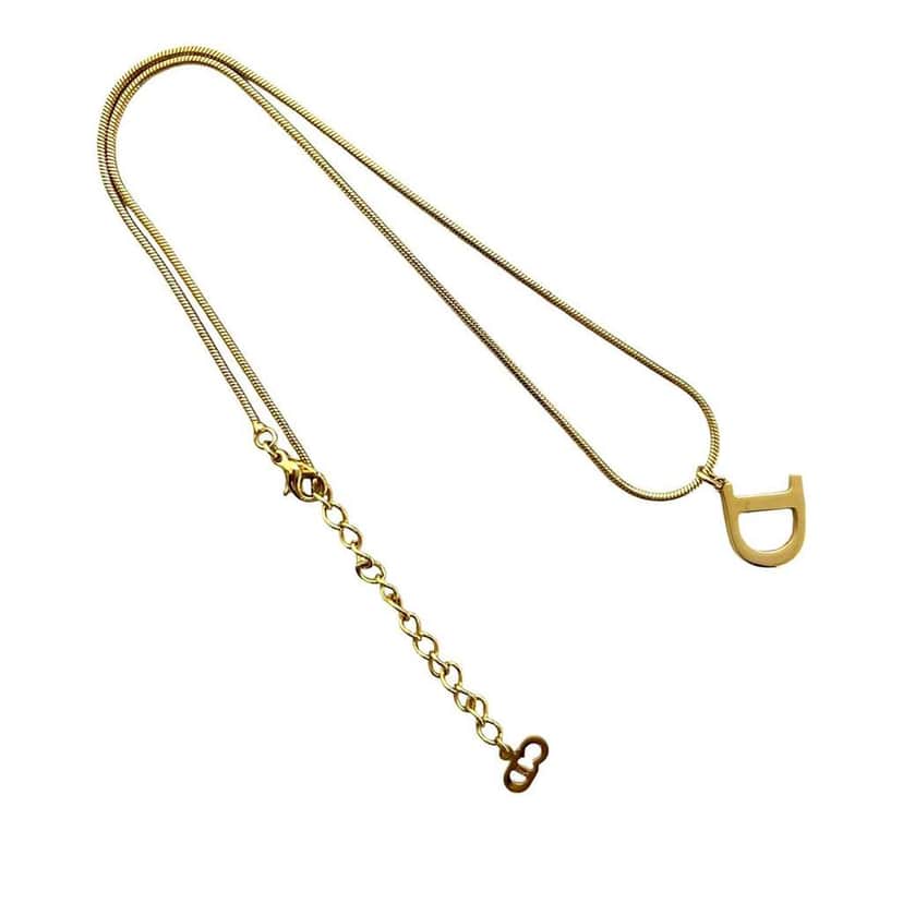 Dior Gold Plated CD Logo Pendant Necklace Gold Metal Good condition - Front View