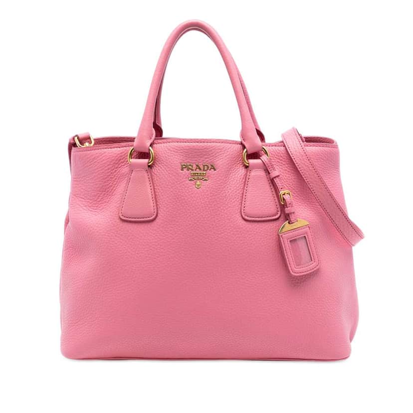 Prada Vitello Daino Open Convertible Tote Pink Leather Good condition - Front View