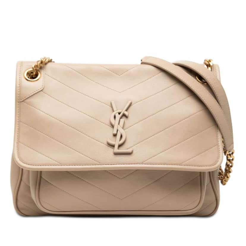 Saint Laurent Medium Calfskin Niki Beige Leather Good condition - Front View