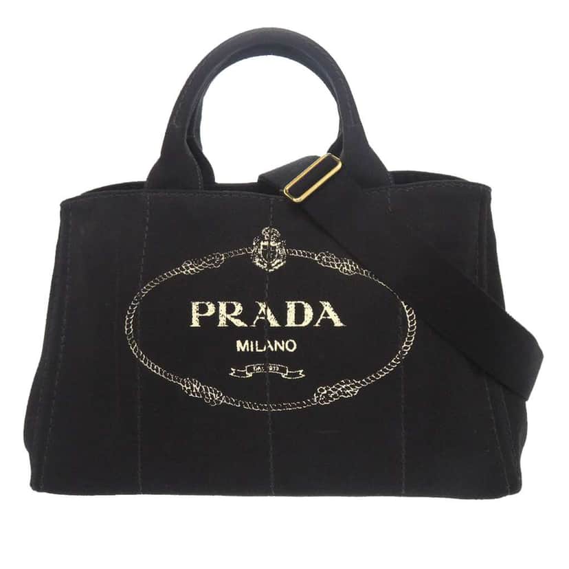 Prada Canvas Canapa Logo Satchel Black Canvas Good condition - Front View