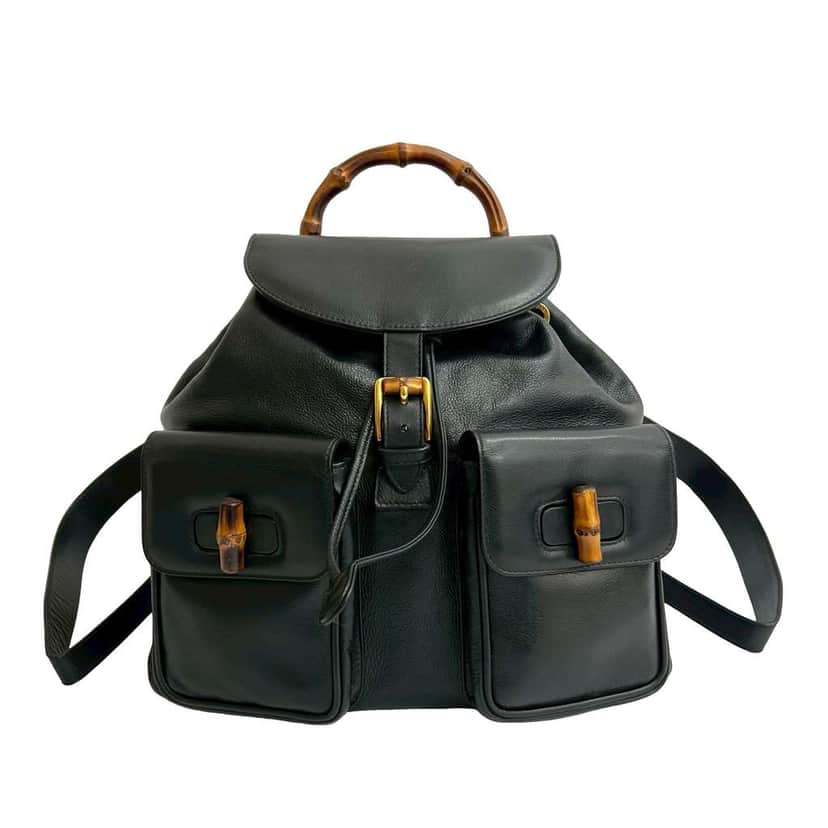 Gucci Leather Bamboo Backpack Black Leather Good condition - Front View