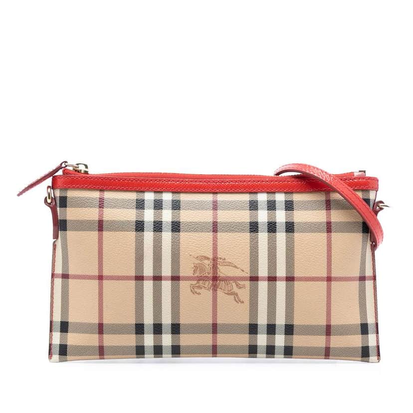 Burberry Haymarket Check Coated Canvas Peyton Crossbody Beige Good condition - Front View