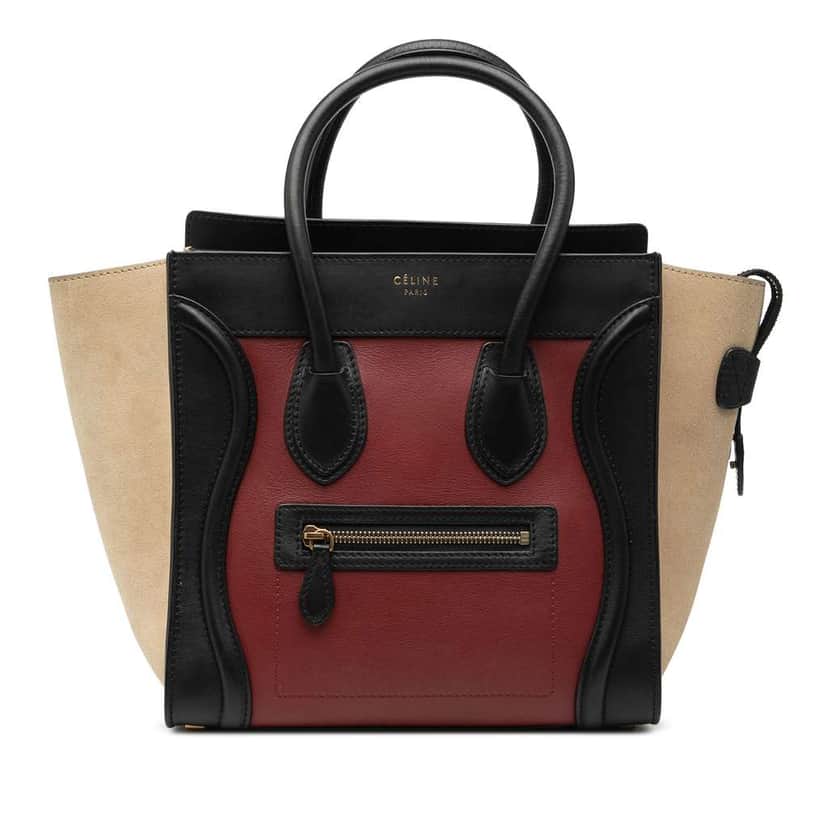 Celine Micro Tricolor Leather Luggage Tote Red Leather Good condition - Front View