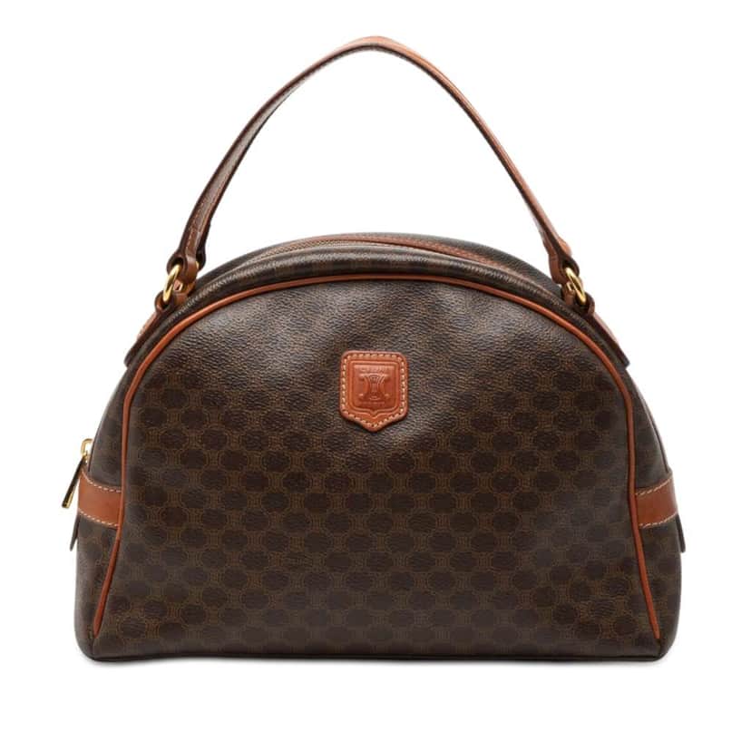 Celine Macadam Coated Canvas Dome Handbag Brown Canvas Good condition - Front View