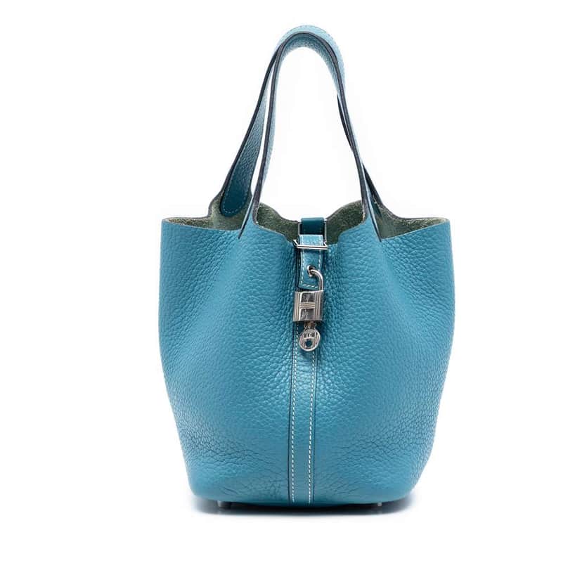 Hermès Clemence Picotin Lock 18 Blue Leather Good condition - Front View