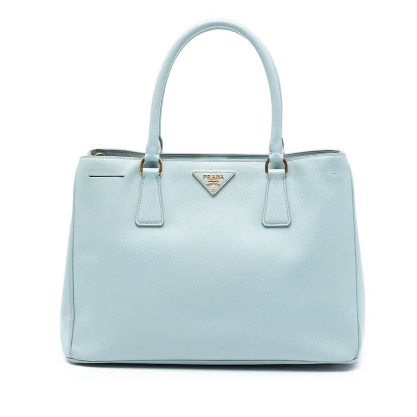 Prada Medium Saffiano Lux Galleria Satchel Blue Leather Good condition - Front View